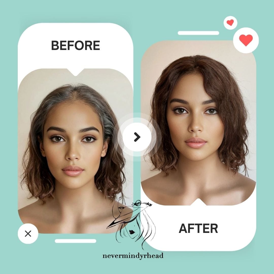 nevermindyrhead Dark Brown Women Human Curly Real Hair Topper Middle Part Clip-In Wiglet Mesh Base