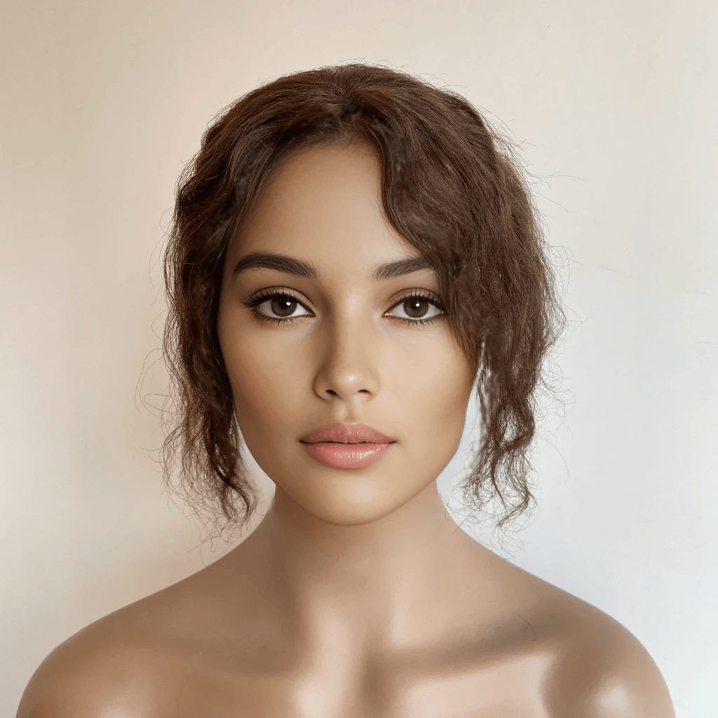 nevermindyrhead Dark Brown Women Human Curly Real Hair Topper Middle Part Clip-In Wiglet Mesh Base Dark Brown