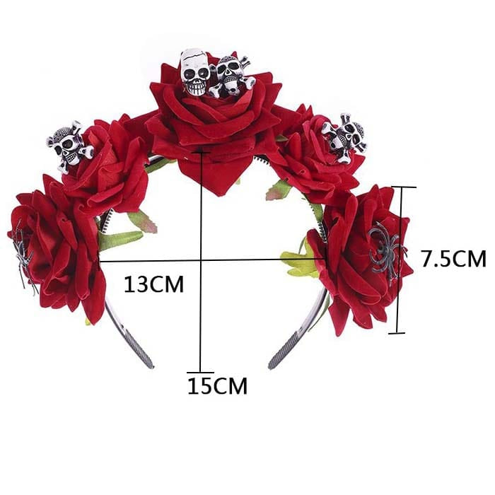 nevermindyrhead Halloween Skull Headband Day of the Dead Costume Flower Crown Floral Spider Headpiece for Women and Girls