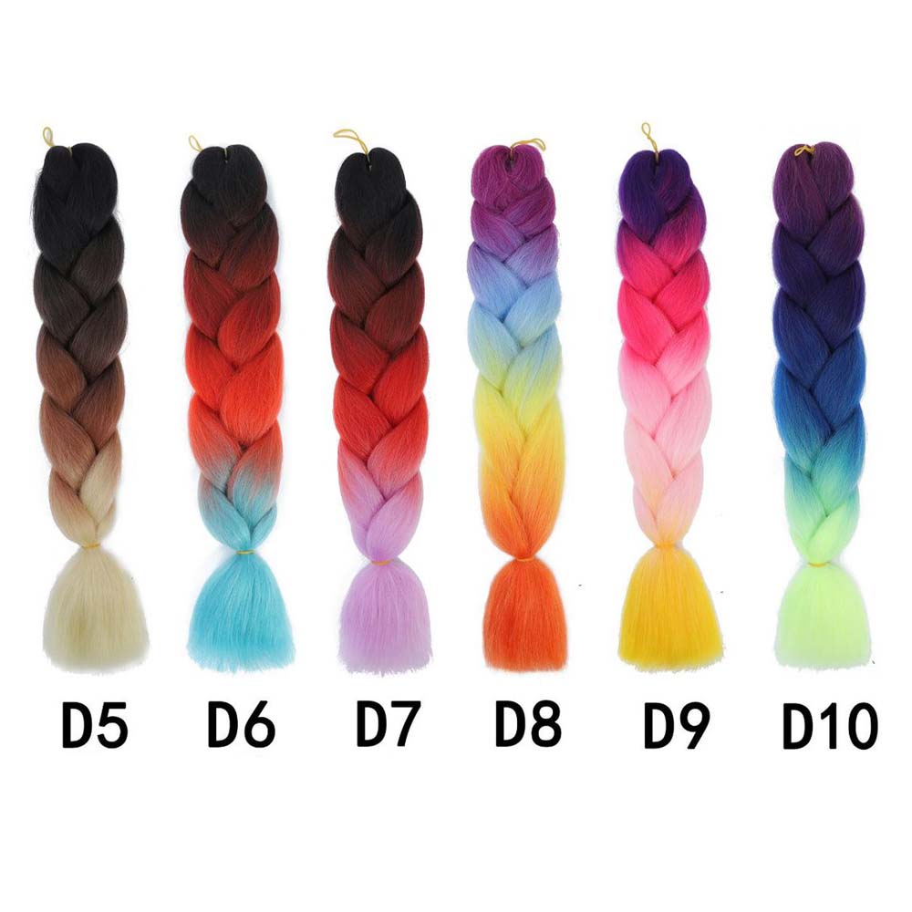 nevermindyrhead Jumbo Braiding Crochet Synthetic Yaki Hair Extensions Ombre Rainbow Color For Women Kids 24 Inches