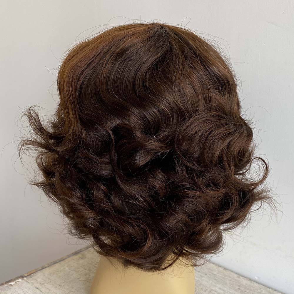 nevermindyrhead Kids Wig Girls Dark Brown Human Hair With Bangs Short Curly For Children