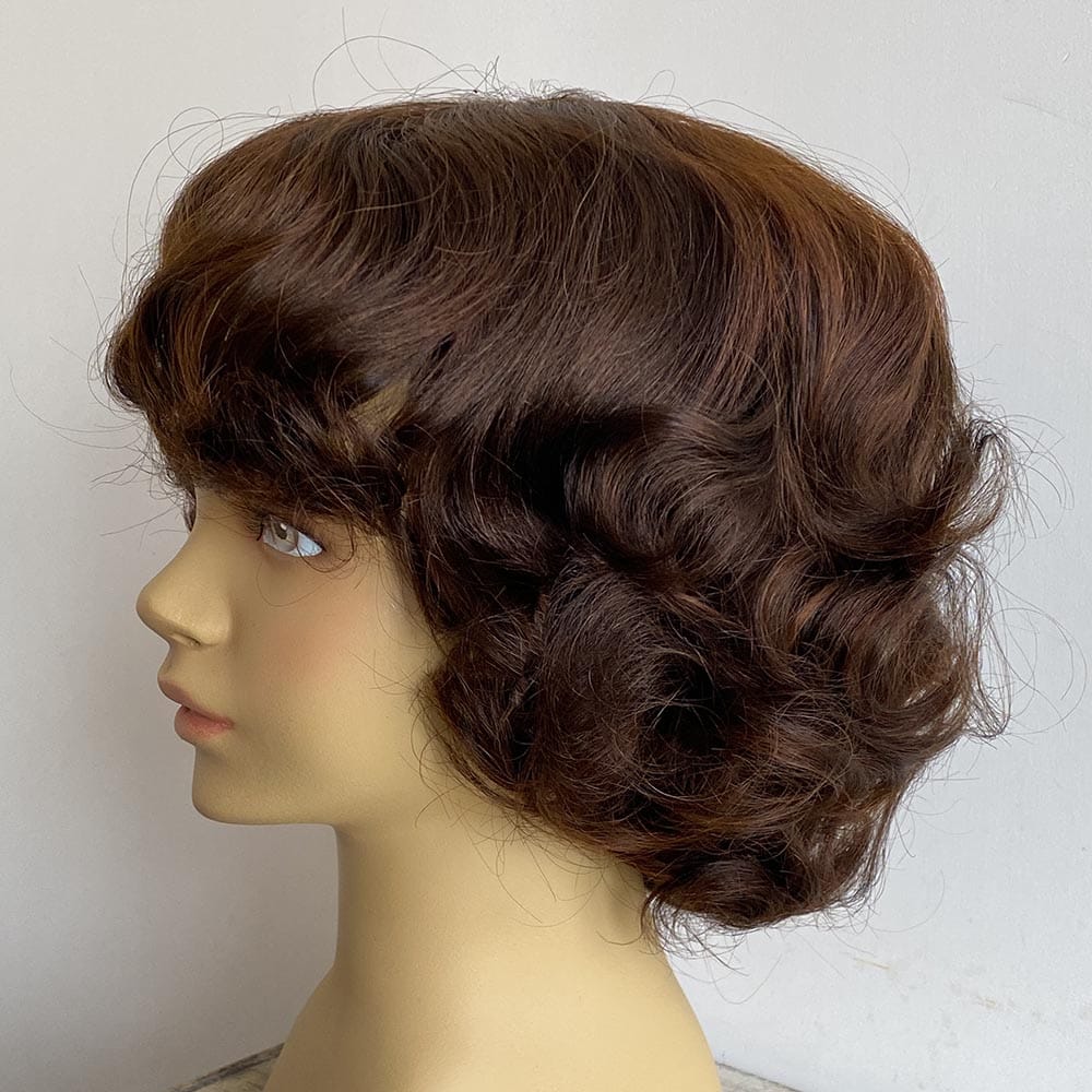 nevermindyrhead Kids Wig Girls Dark Brown Human Hair With Bangs Short Curly For Children