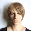 Men Ash Brown Mod Style Short Straight Hair Soft Long Bangs Wig