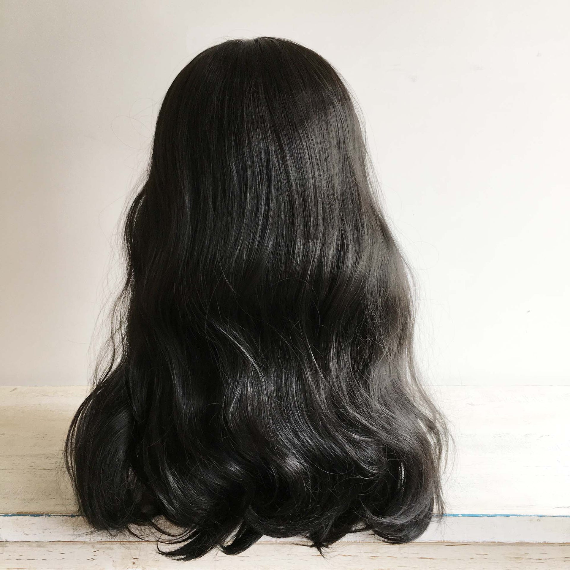 nevermindyrhead Men Black Long Wavy Middle Part Thick Volume Cosplay Costume Wig