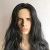 Men Black Long Wavy Middle Part Thick Volume Cosplay Costume Wig