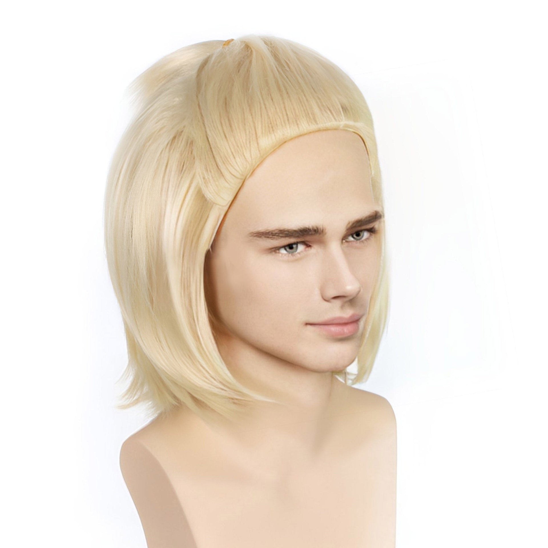 nevermindyrhead Men Blonde Short Straight Slicked Back Style Cosplay Wig