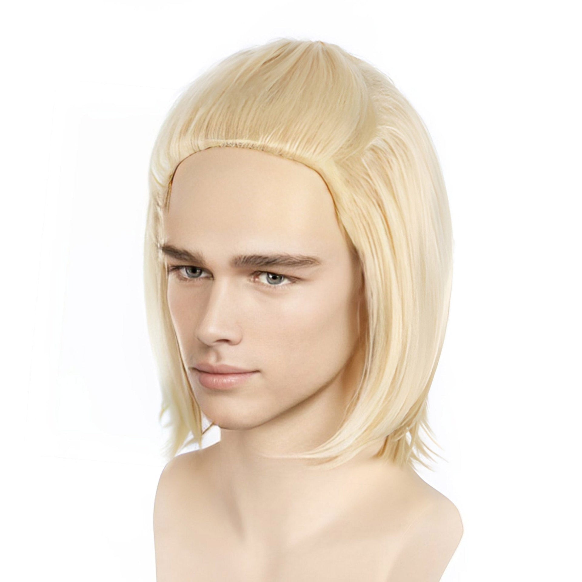 nevermindyrhead Men Blonde Short Straight Slicked Back Style Cosplay Wig