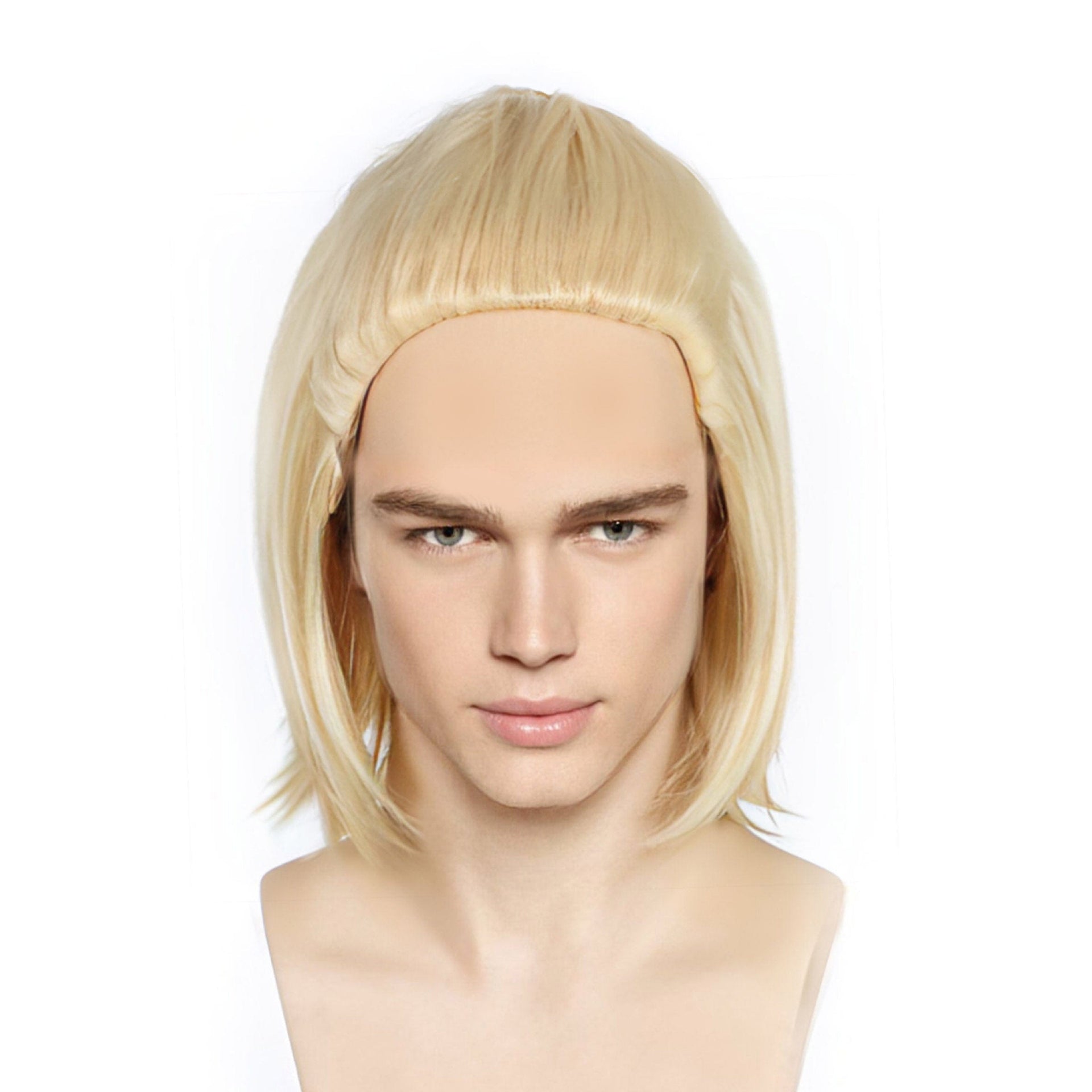 nevermindyrhead Men Blonde Short Straight Slicked Back Style Cosplay Wig