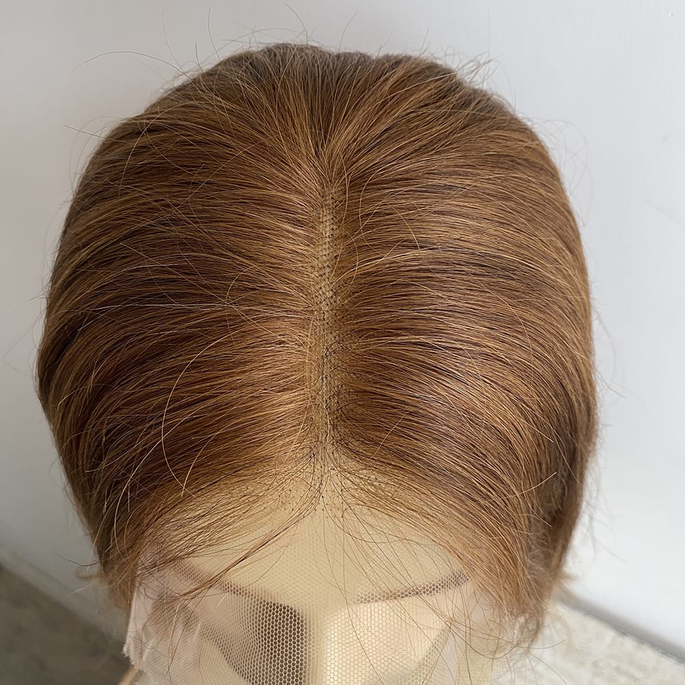 nevermindyrhead Men Brown Human Hair Wig Lace Front 60s Retro Hippie Style Middle Part Long Straight
