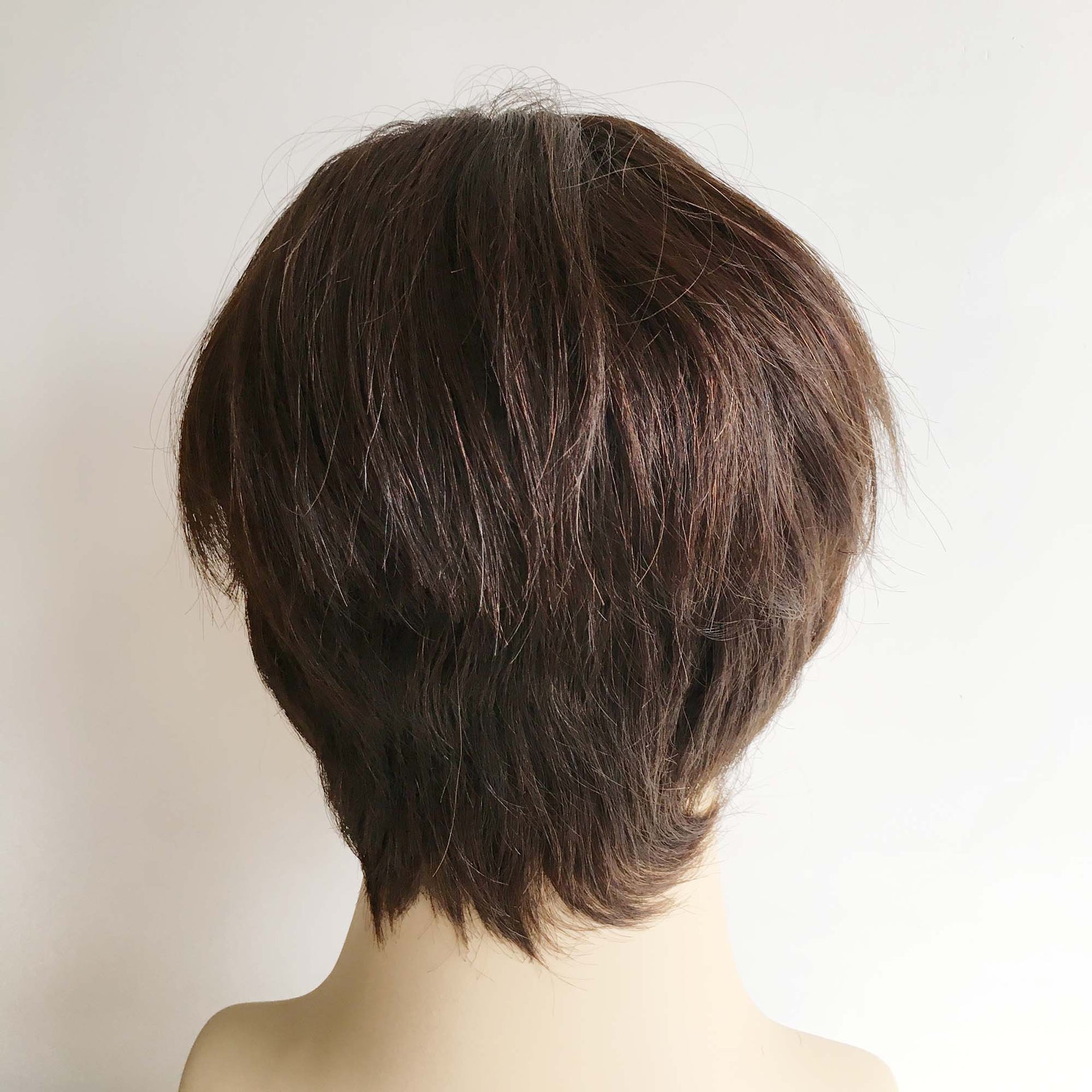 nevermindyrhead Men Dark Brown Real Human Hair Side Part Curtain Bangs Wig