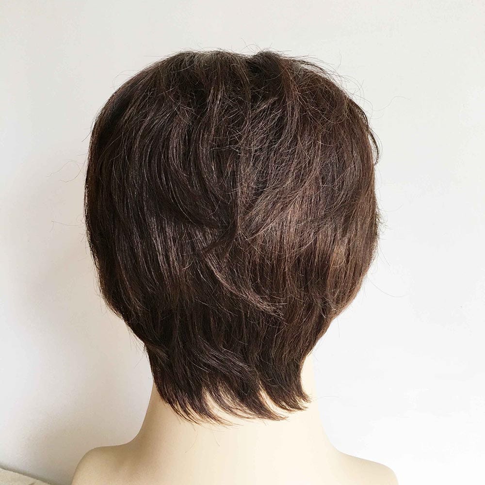 nevermindyrhead Men Dark Brown Textured Fringe Bangs Short Real Human Hair Wig