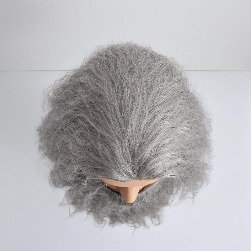 nevermindyrhead Men Gray Long Curly Wig & Beard Set Fluffy Wizard Fantasy Cosplay