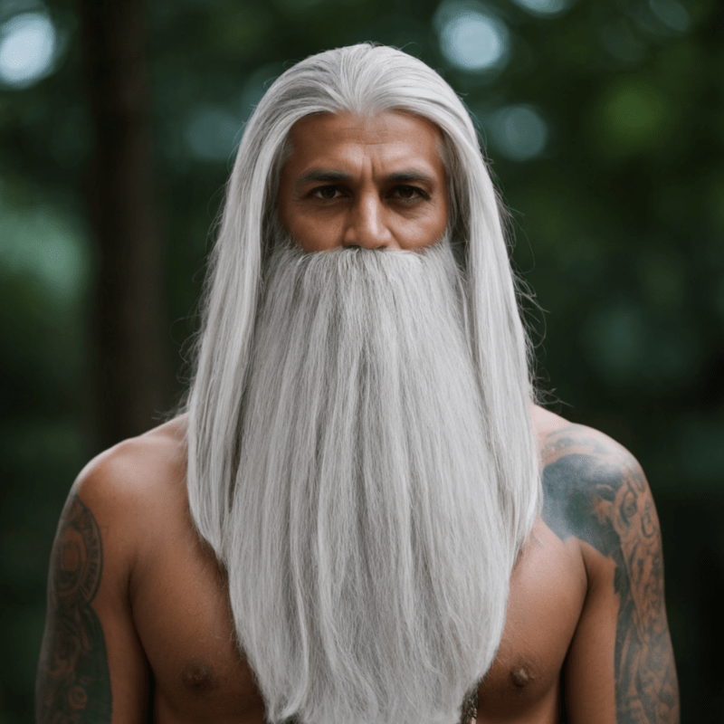 nevermindyrhead Men Gray Long Straight Wig & Beard Set Ideal For Hero Wizard Fantasy Cosplay