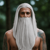 Men Gray Long Straight Wig & Beard Set Ideal For Hero Wizard Fantasy Cosplay