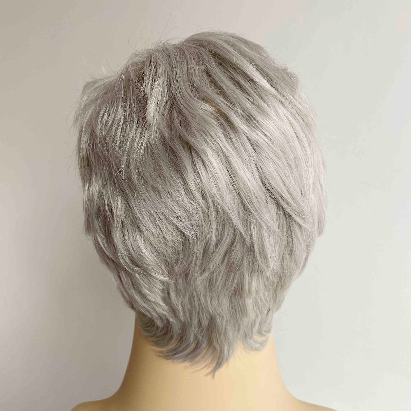 nevermindyrhead Men Gray Silver Wig With Bangs Short Straight Hair For Cosplay Costume Party