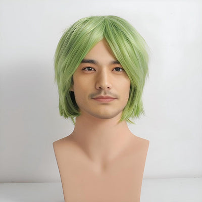 Men Green Short Straight Long Bangs Cosplay Anime Wig 3 Colors