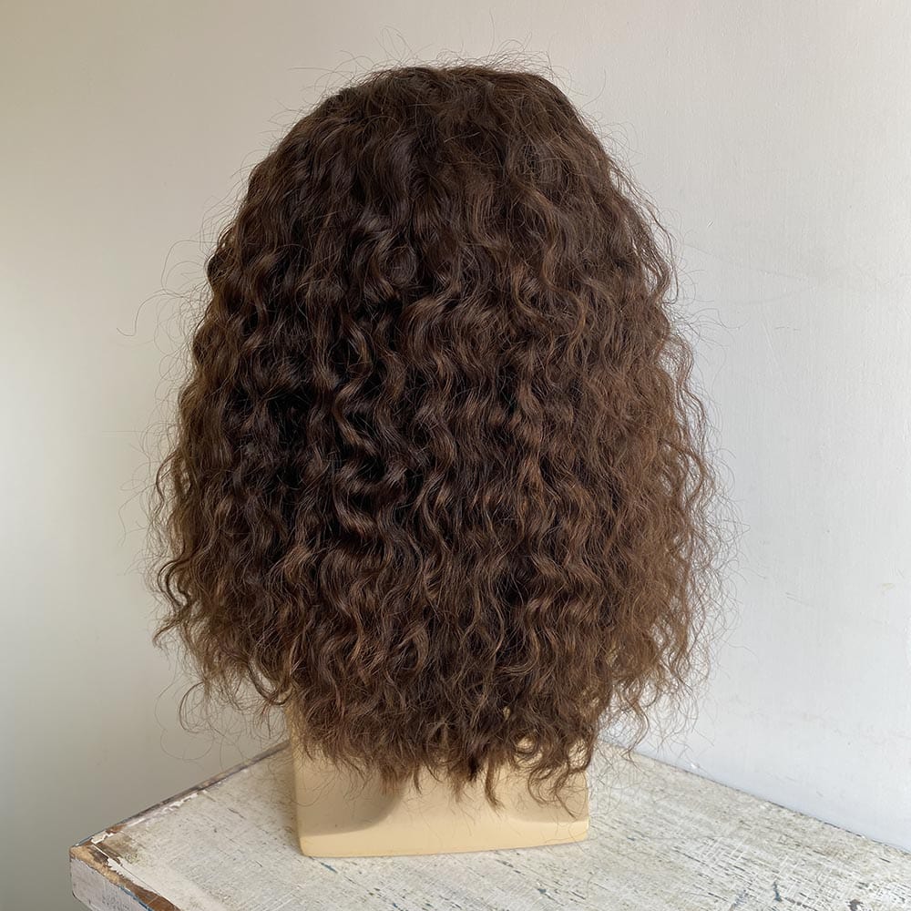 nevermindyrhead Men Human Hair Wig Brown Lace Front Long Curly Costume Cosplay Halloween 13X6 Side Part Hairline