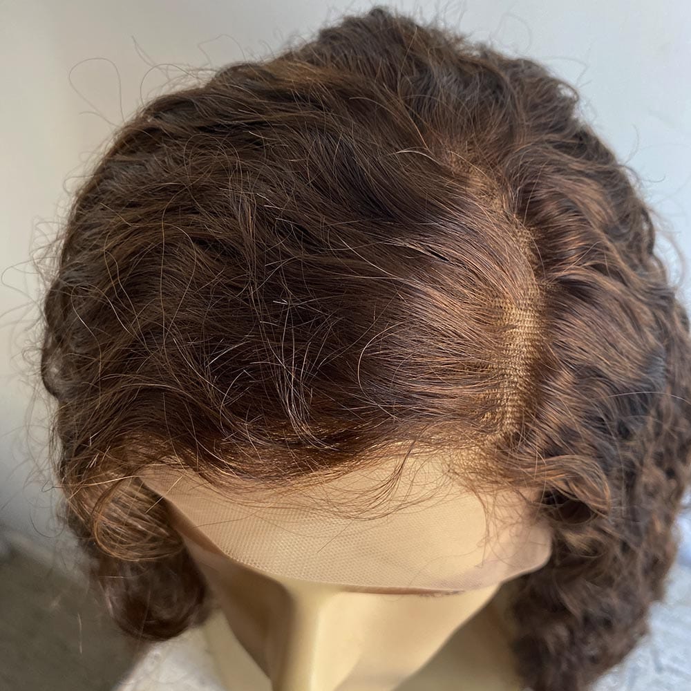 nevermindyrhead Men Human Hair Wig Brown Lace Front Long Curly Costume Cosplay Halloween 13X6 Side Part Hairline