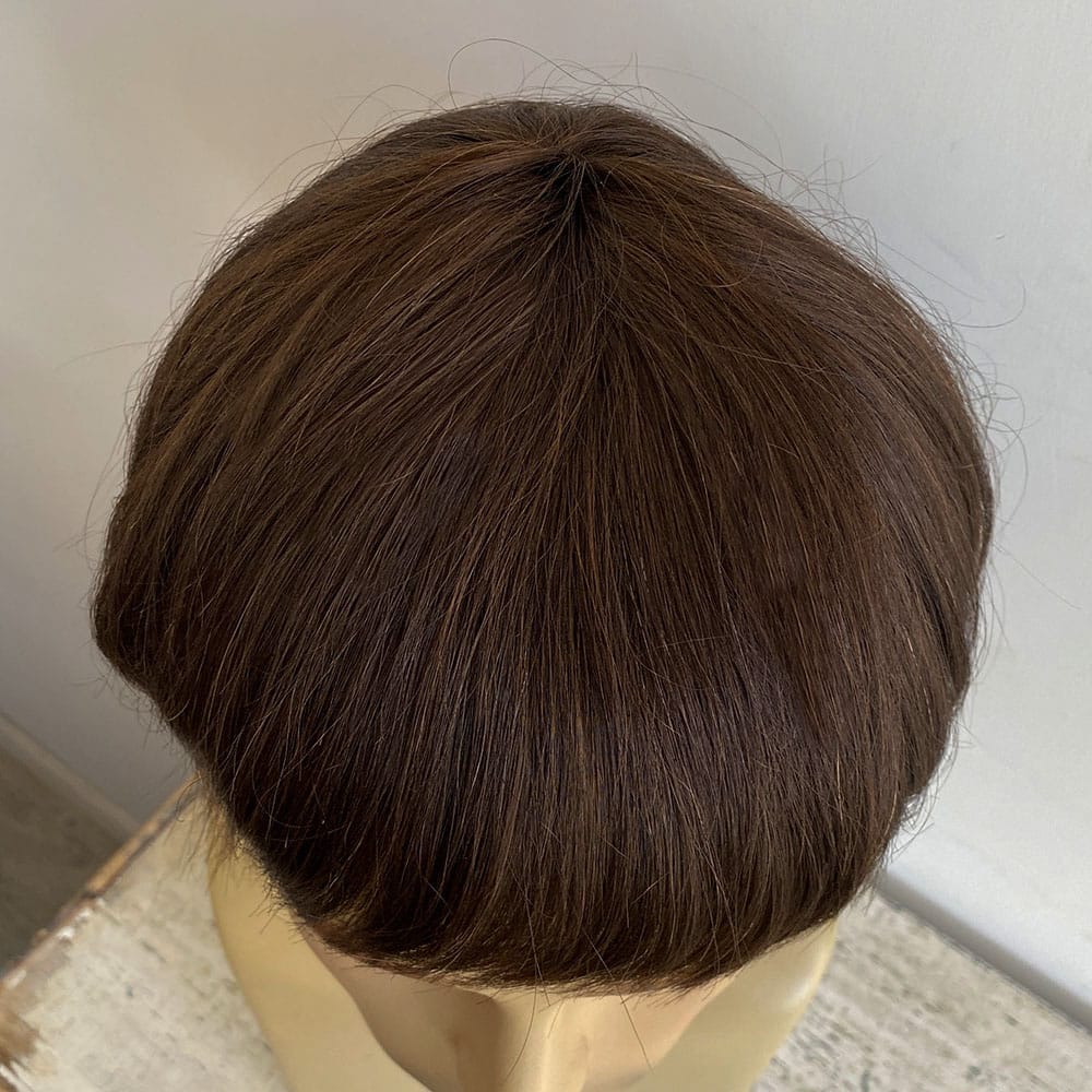 nevermindyrhead Men Human Hair Wig Dark Brown Short Straight Bangs 60s British Retro Music Cosplay