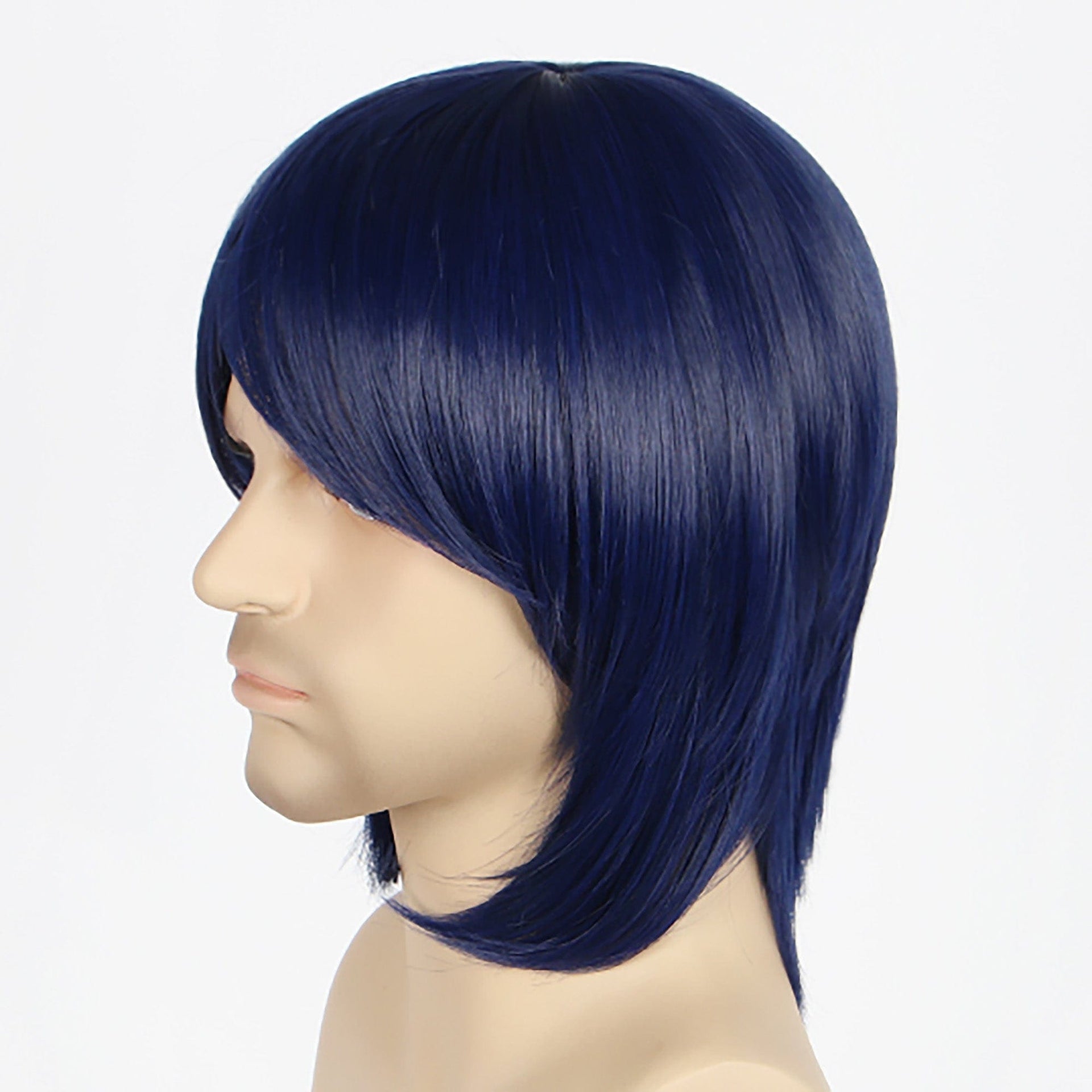 nevermindyrhead Men Navy Dark Blue Medium Length Straight Side Swept Long Bangs Cosplay Wig