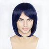 Men Navy Dark Blue Medium Length Straight Side Swept Long Bangs Cosplay Wig