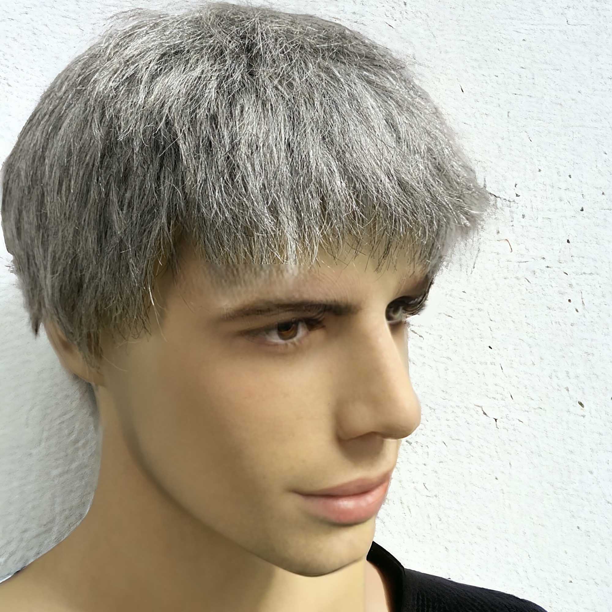 Men Silver Gray Salt Pepper 10 Black White Human Hair Very