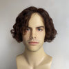 Mens Human Hair Wigs Dark Brown Short Bob Curly Male Curtain Bangs Natural Looking