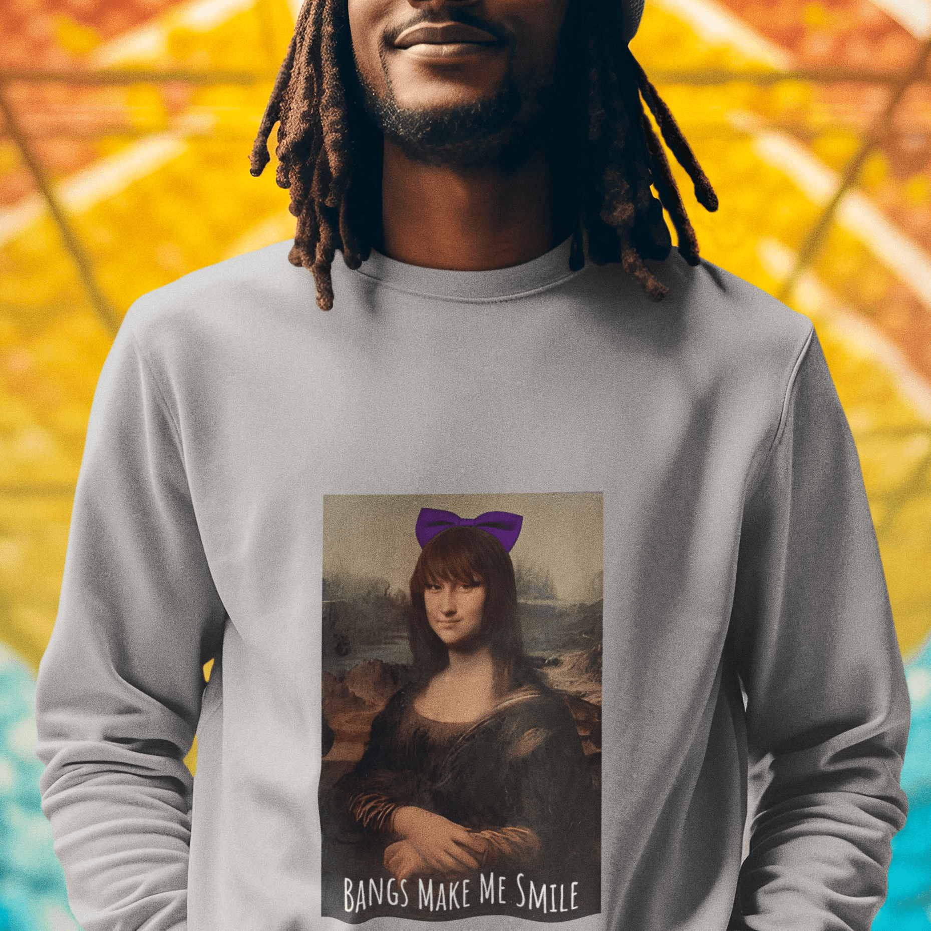 nevermindyrhead Mona Lisa Smile Unisex Crewneck Sweatshirt , Leonardo Da Vinci Painting T-shirt, Famous Portrait Artwork Print Shirt