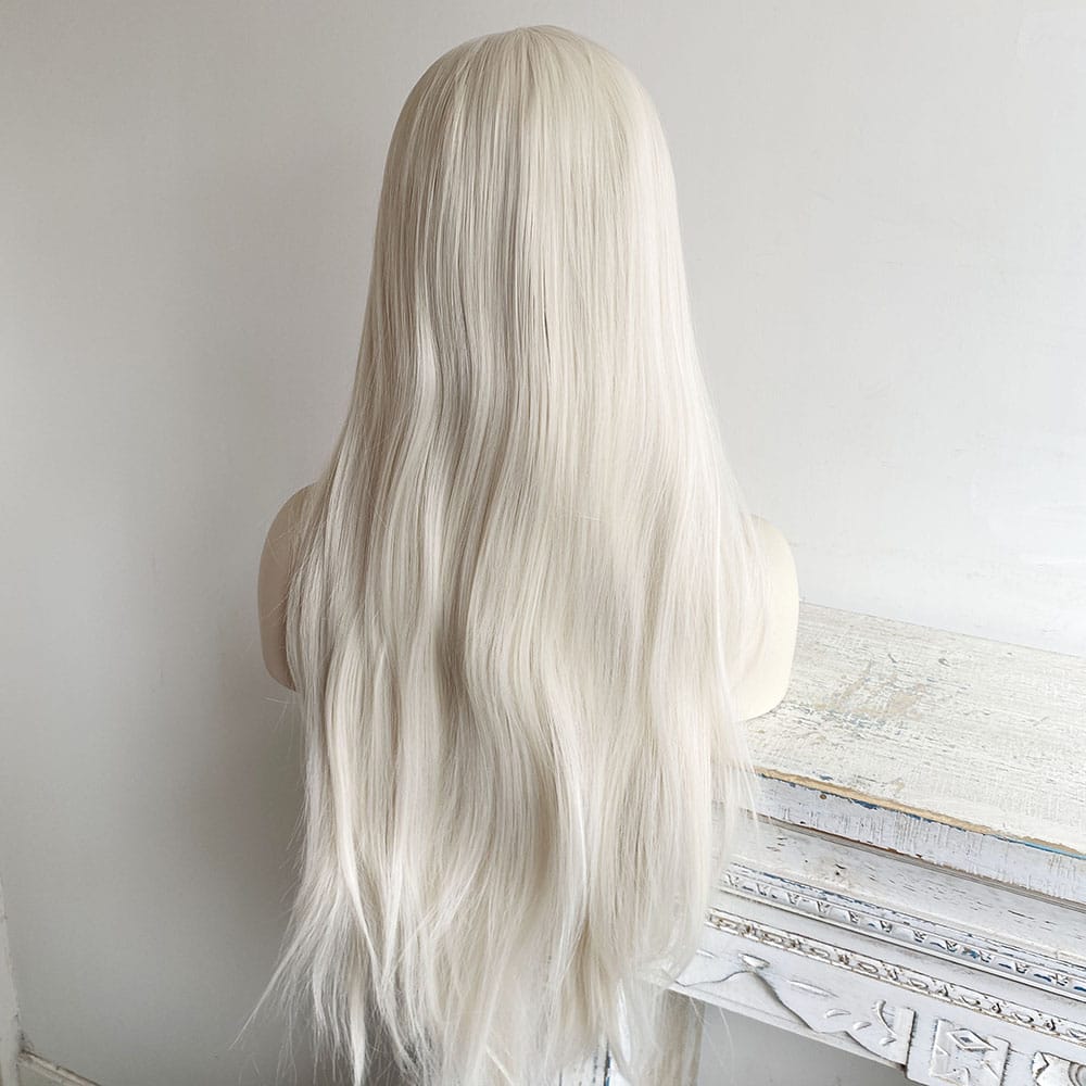 nevermindyrhead Platinum Blonde Lace Front Wig For Women Widows Peak Hairline Long Straight