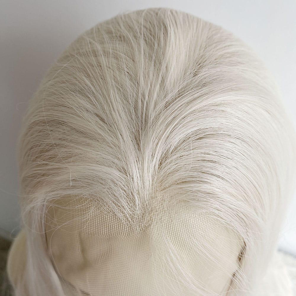 nevermindyrhead Platinum Blonde Lace Front Wig For Women Widows Peak Hairline Long Straight