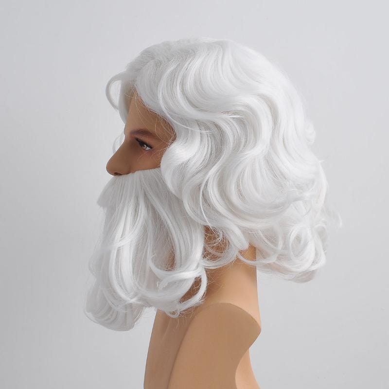 nevermindyrhead Santa Claus Beard And Wig Set Gray Old Man Wizard Costume Accessories For Christmas Party