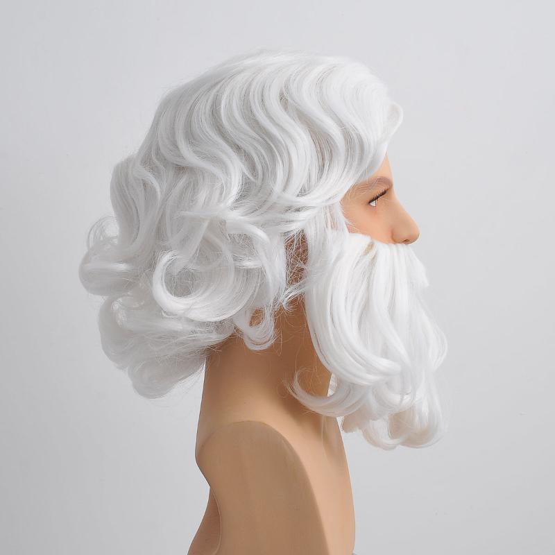 nevermindyrhead Santa Claus Beard And Wig Set Gray Old Man Wizard Costume Accessories For Christmas Party