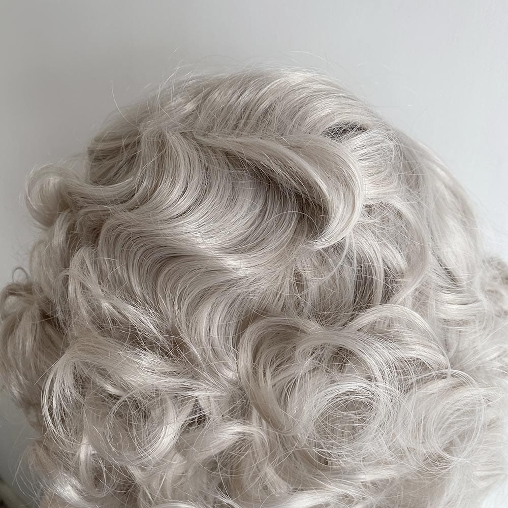 nevermindyrhead Silver Gray Hair Wig For Women Lace Front Short Curly Marilyn Style Widow's Peak
