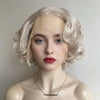 Silver Gray Hair Wig For Women Lace Front Short Curly Marilyn Style Widow's Peak