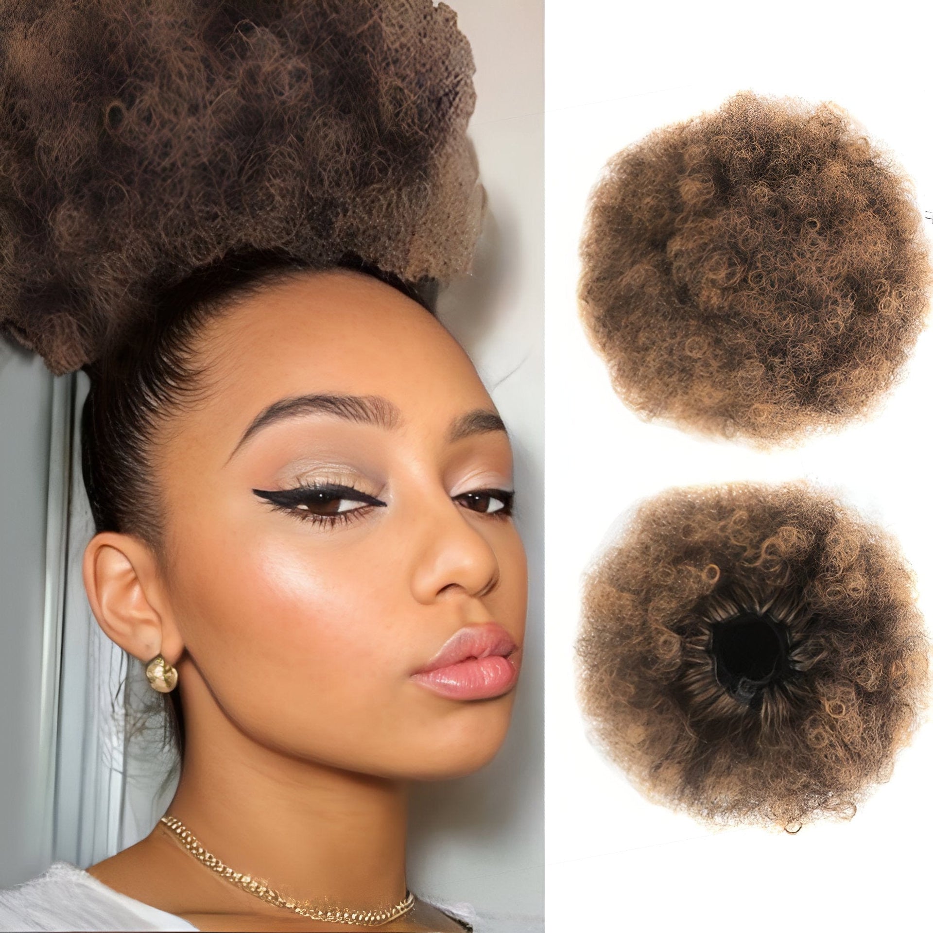 nevermindyrhead Women Afro Puff Drawstring Ponytail Bun Synthetic Kinky Hair Extension 1BT27#