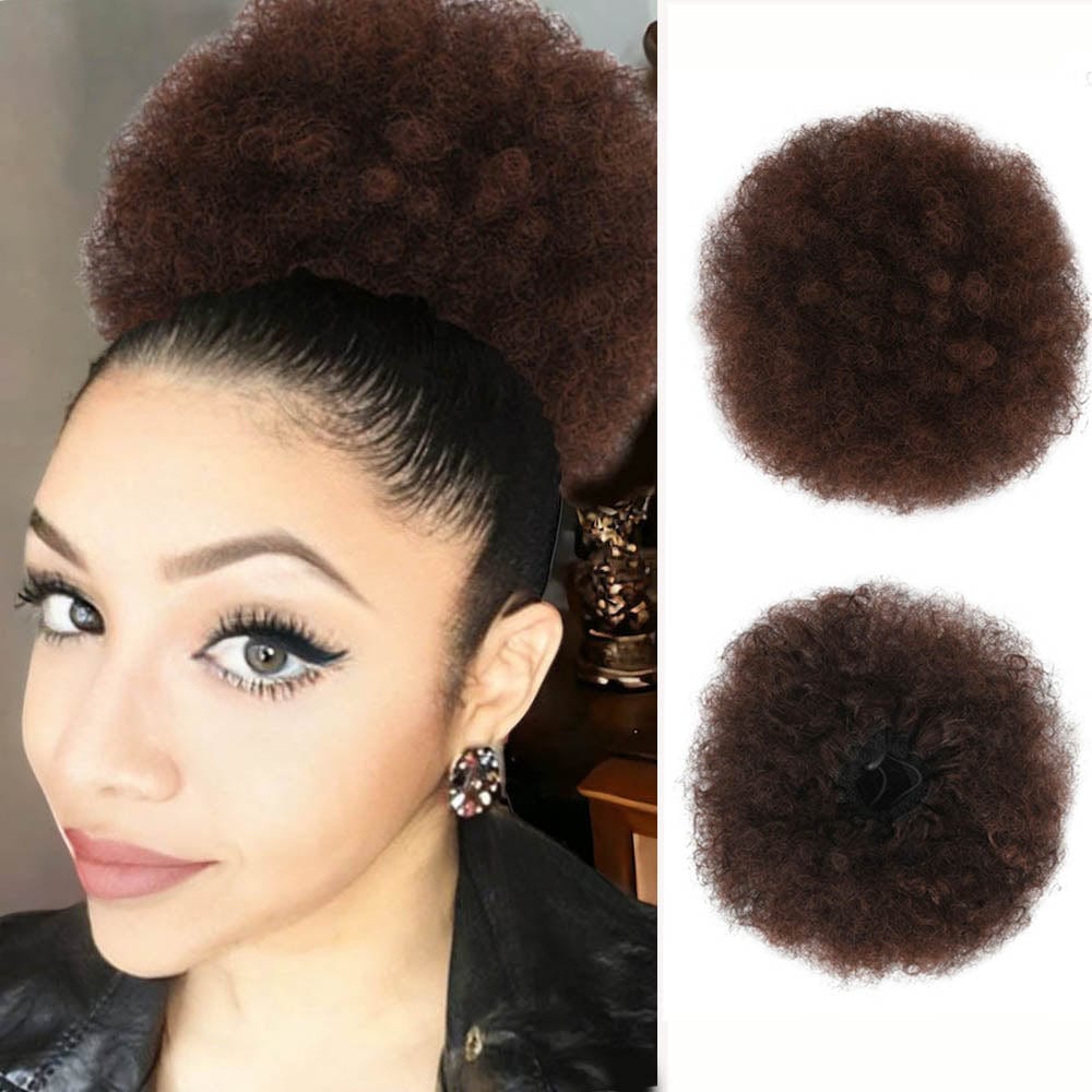 nevermindyrhead Women Afro Puff Drawstring Ponytail Bun Synthetic Kinky Hair Extension 1BT33#