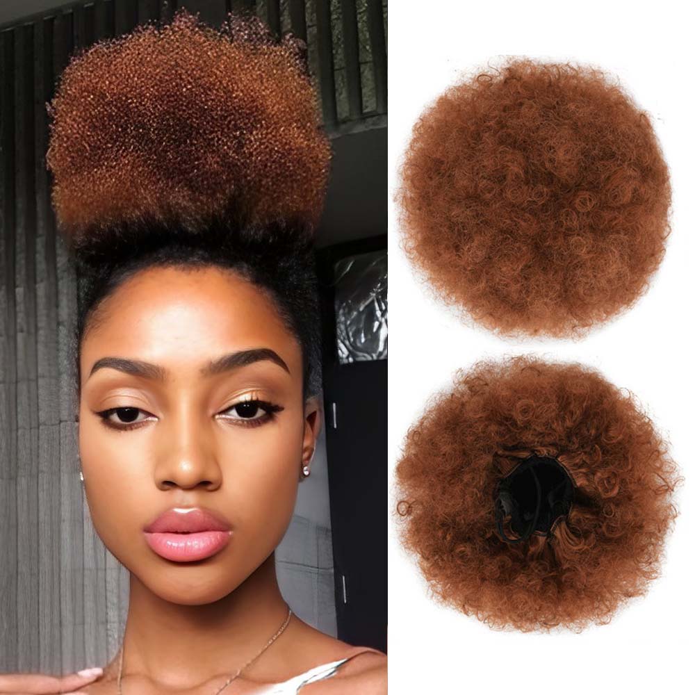 nevermindyrhead Women Afro Puff Drawstring Ponytail Bun Synthetic Kinky Hair Extension 30#