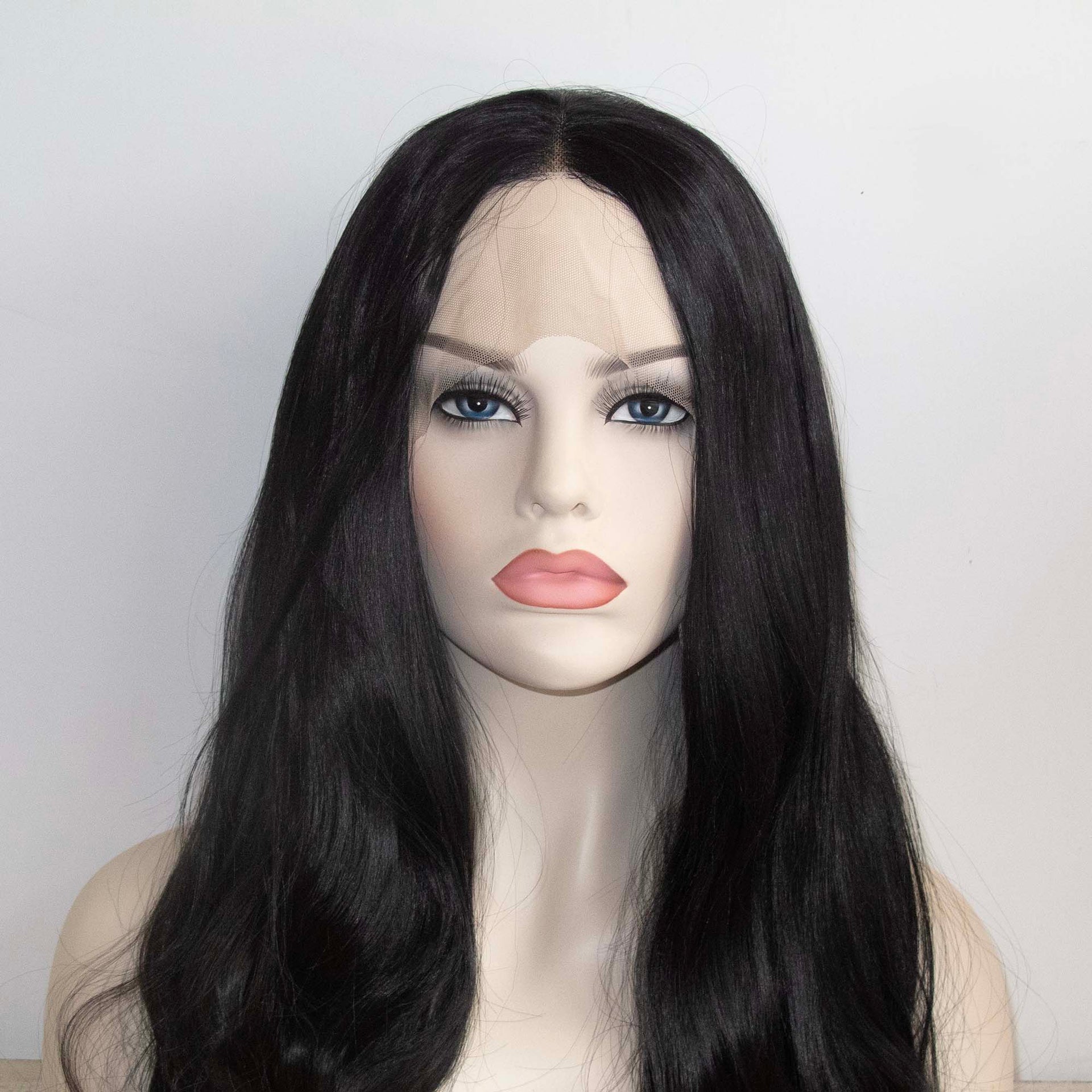 nevermindyrhead Women Black Lace Front Long Wavy Hair Thick Middle Part Wig 24 Inches