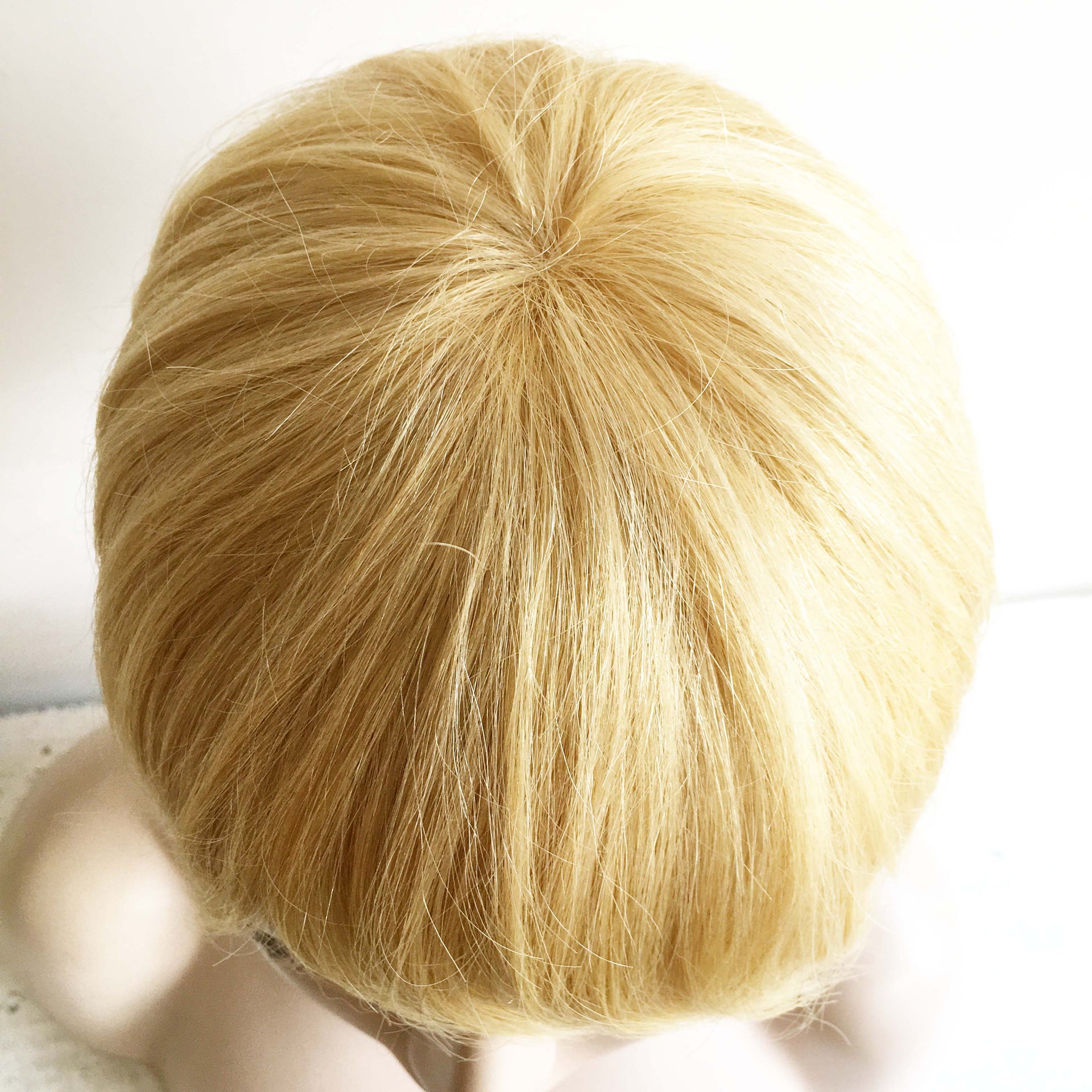 nevermindyrhead Women Blonde 613 Human Hair Short Bob Straight Fringe Bangs Wig