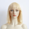 Women Blonde Human Hair Wig With Bangs 613 Straight Medium Shoulder Length