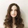 Women Chocolate Dark Brown Long Curly Wavy Fluffy Side Part Synthetic Wig