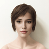 Women Dark Brown Human Hair Lace Front Wig Short Straight With Bangs 6 inches