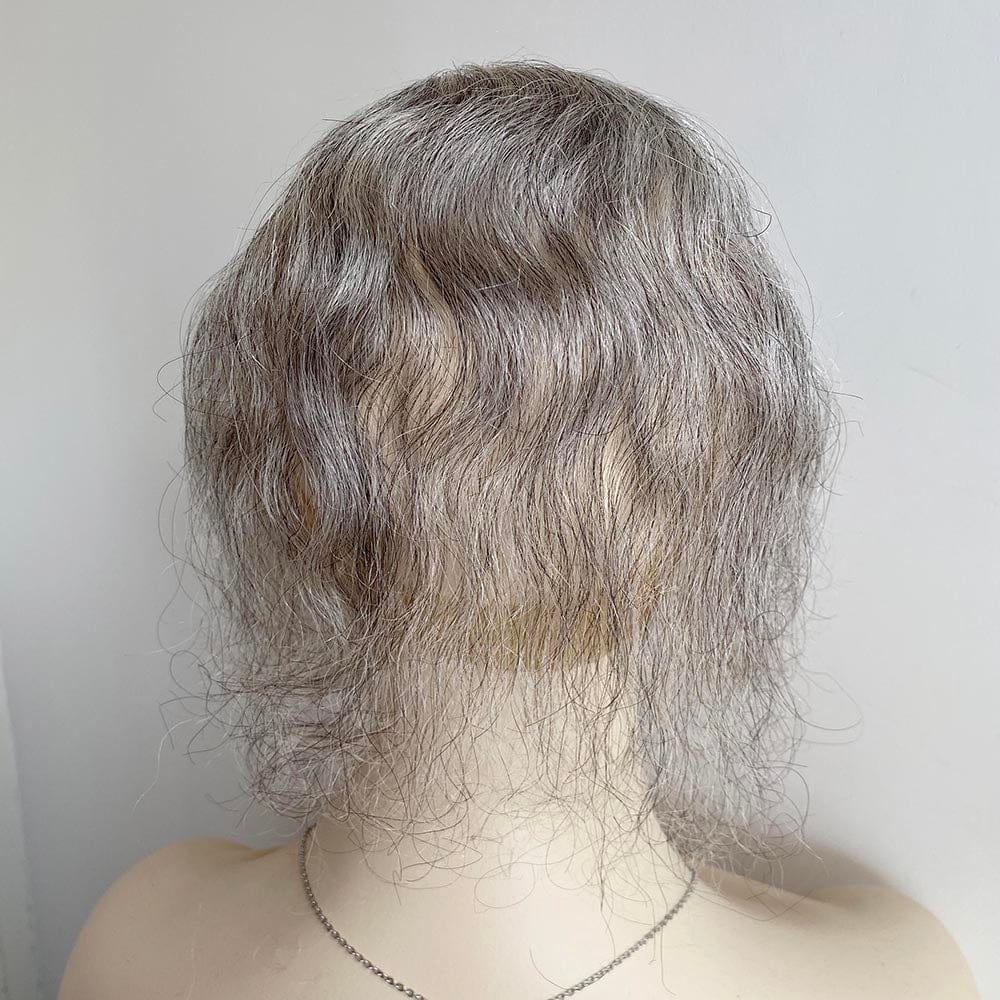 nevermindyrhead Women Gray Salt And Pepper Human Hair Topper For Thinning Hair Curly Clip-In Bangs