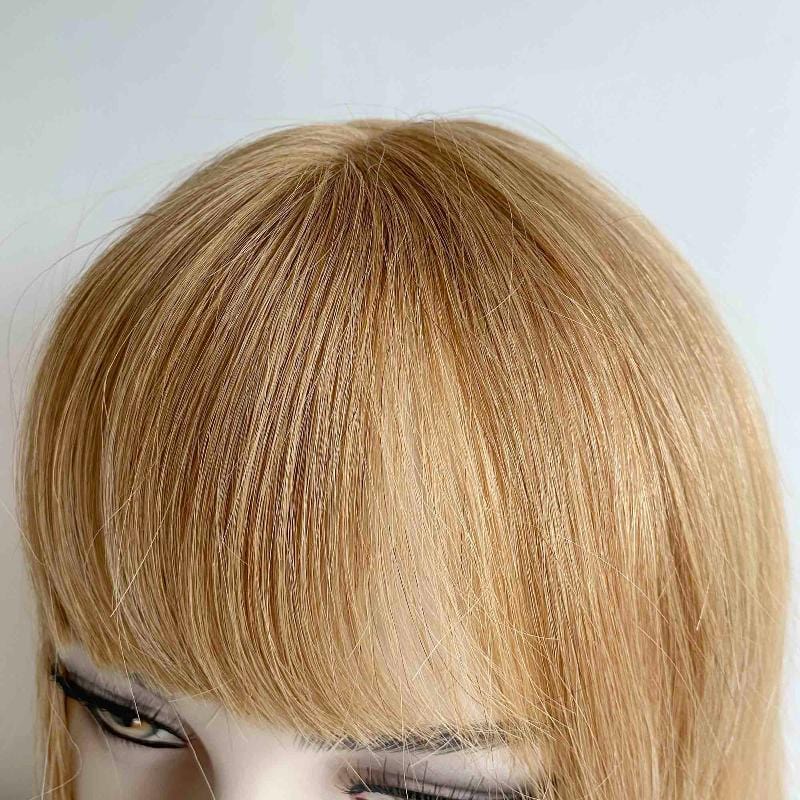nevermindyrhead Women Honey Blonde Human Hair Wig With Bangs Bob Straight Shoulder Length