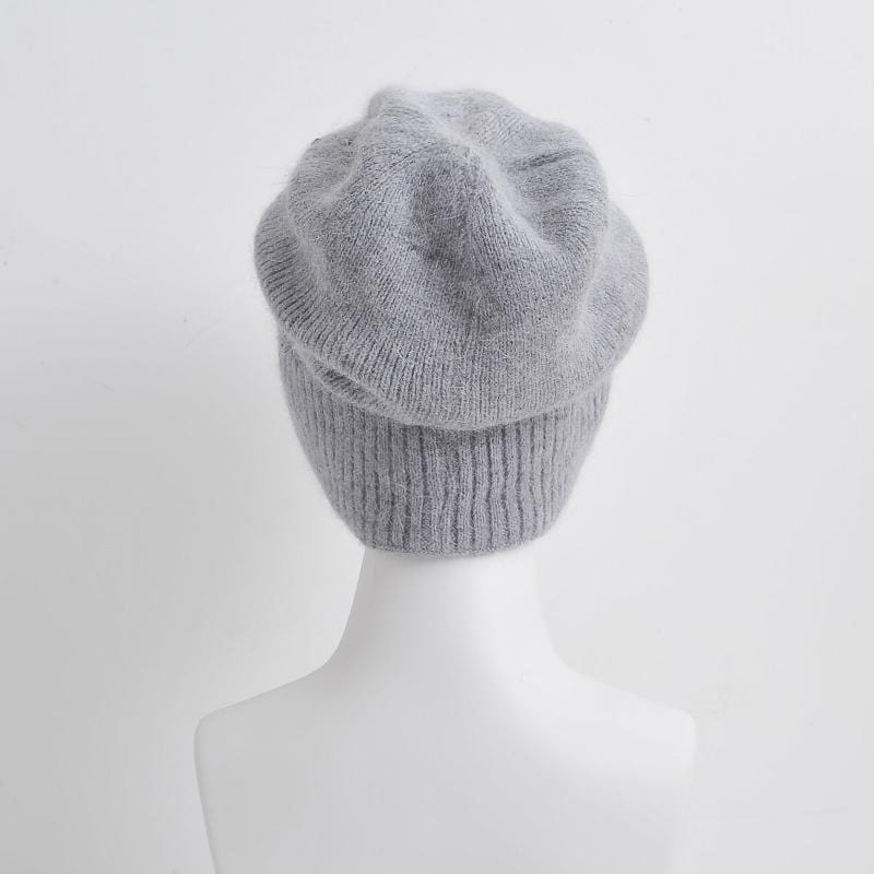 nevermindyrhead Women Knit Beanie Gray With Tiny Pearl Ornaments Soft Warm Hat