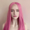 Women Lace Front Cosplay Wig Rose Pastel Pink Long Straight Middle Part