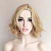 Women Light Toffee Blonde Ombre Short Curly Bob Side Part Wig