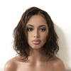 Women Natural Black Brown Highlight Real Human Hair 13X6 Lace Front Curly Side Part Wig