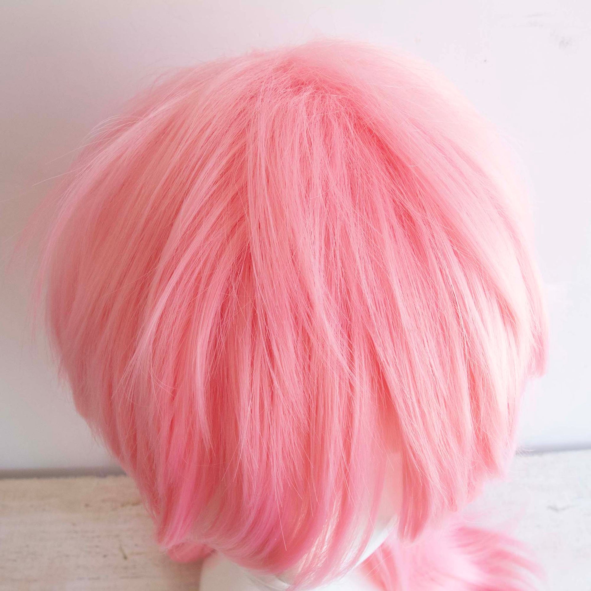 nevermindyrhead Women Pink Long Straight Fringe Bangs Mullet Wolf Cut Cosplay Wig