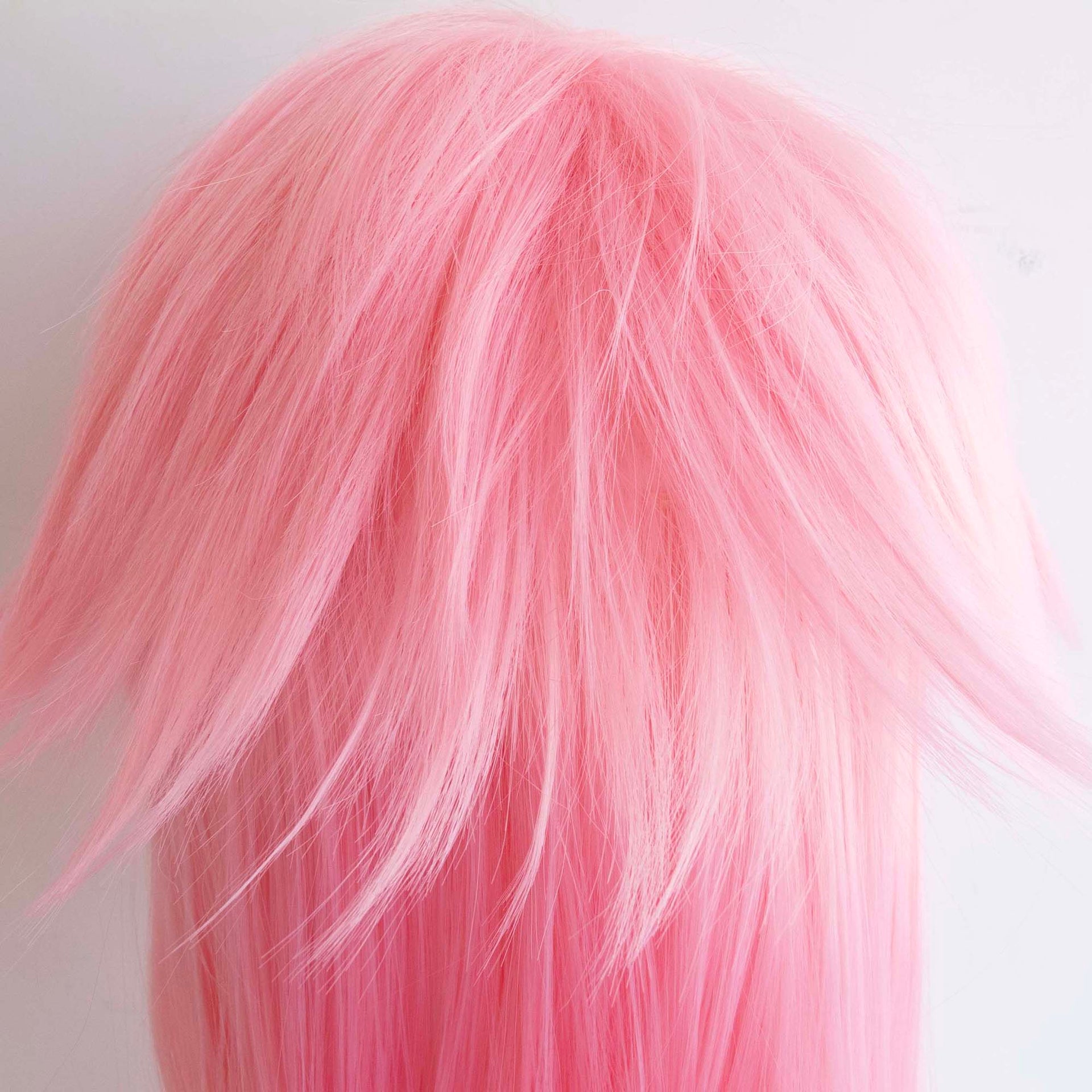 nevermindyrhead Women Pink Long Straight Fringe Bangs Mullet Wolf Cut Cosplay Wig